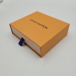 Louis Vuitton Small Orange Gift Box Drawer Style Blue Ribbon Pull 5.5x4.75x1.5